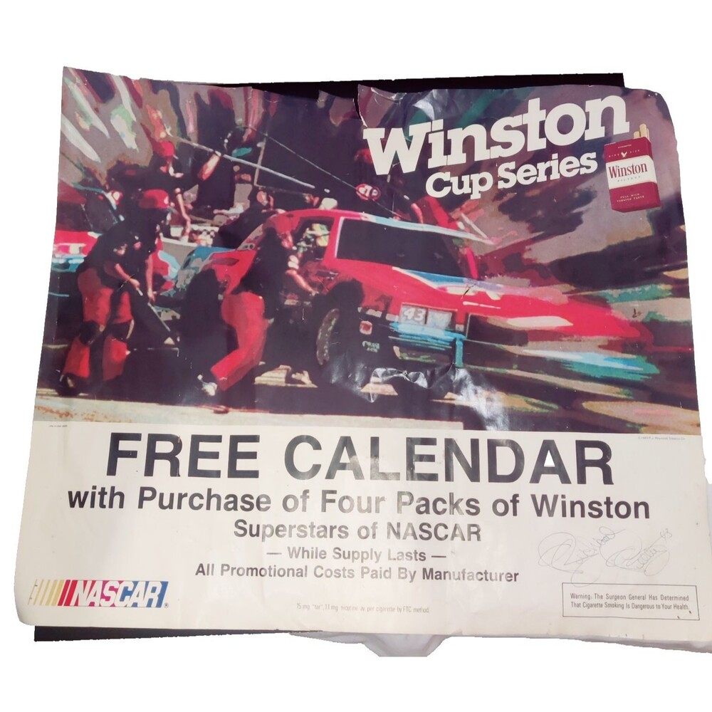 Vintage NASCAR Richard Petty Autographed Winston Cup Race Day POSTER